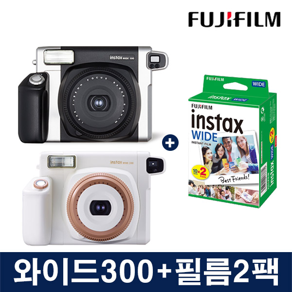 [한국후지필름정품] 와이드300 + 와이드필름 2팩 기본구성품=접사렌즈+스트랩+AA배터리+설명서 [폴라로이드]후지 인스탁스 즉석 카메라[wide210/300]