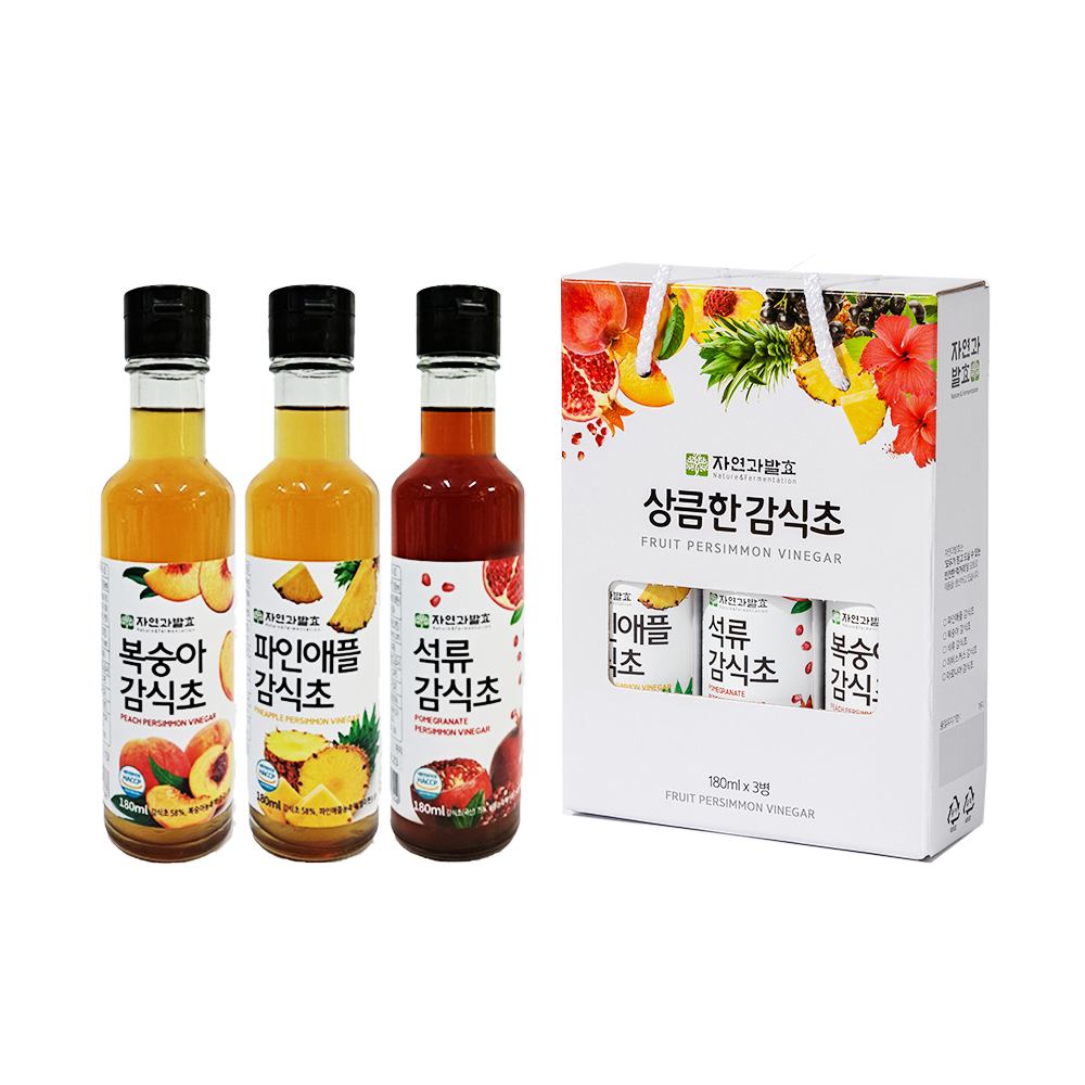 [자연과발효] 복숭아+파인애플+석류 감식초세트 180ml* 3병 대표이미지 섬네일