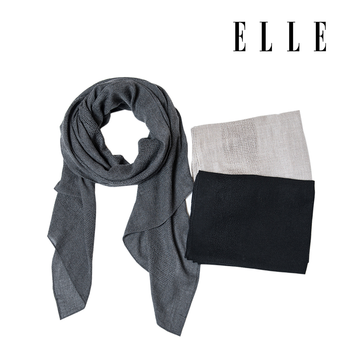 엘르 멜란지 바스켓 롱 스카프