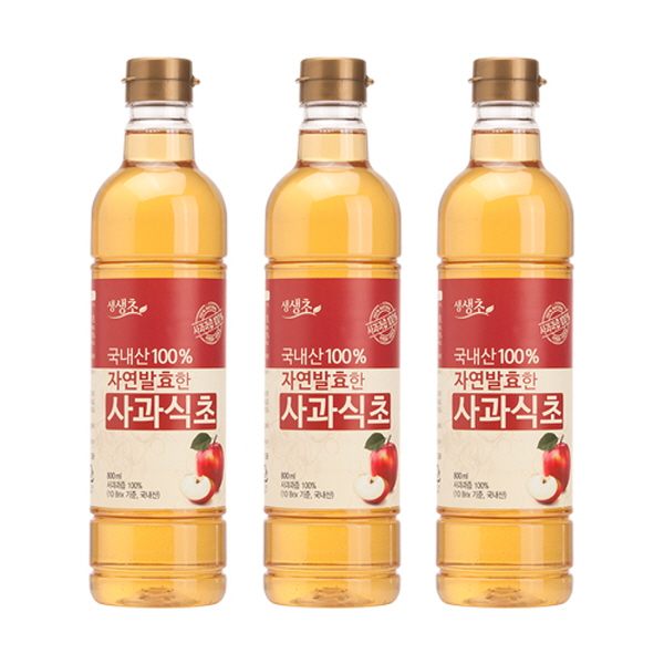 [생생초] 100% 자연발효한 사과식초 800mL 3병