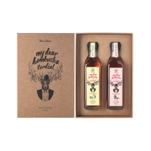 [디어브루] 마이디어 콤부차 농축코디얼 선물세트 (애플시나몬 300ml + 레몬진저 300ml)