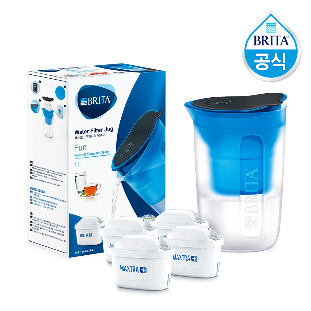 브리타 필터형 정수기 펀 1.5L 블루+필터 4입