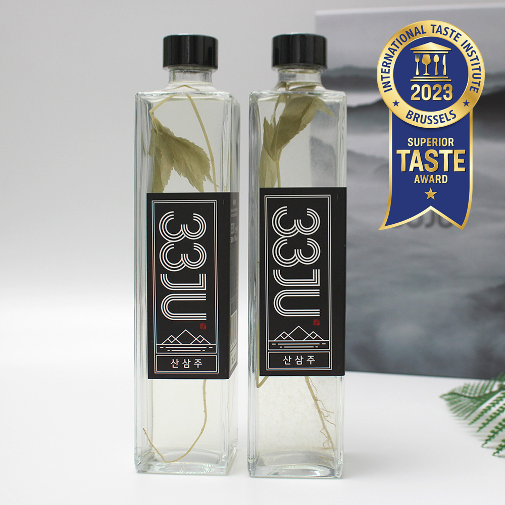 [33가] 7년이상 근 3333시간 숙성 산삼주 18도 2종 선물세트 (500ml x 2병) 대표이미지 섬네일