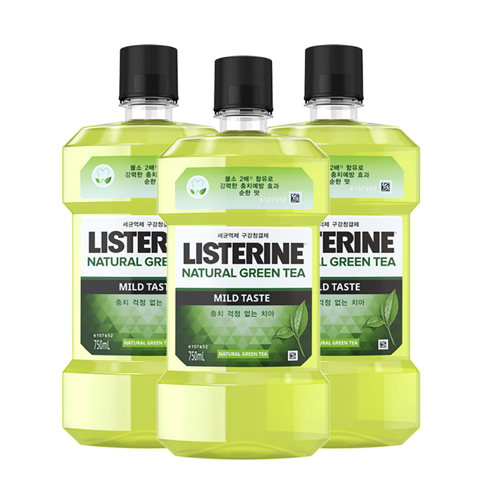 리스테린 그린티 마일드 750ml x3