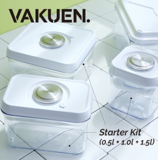 [펌프형]VAKUEN 바퀜 펌프 베이직 3종 세트 / 진공 밀폐 용기