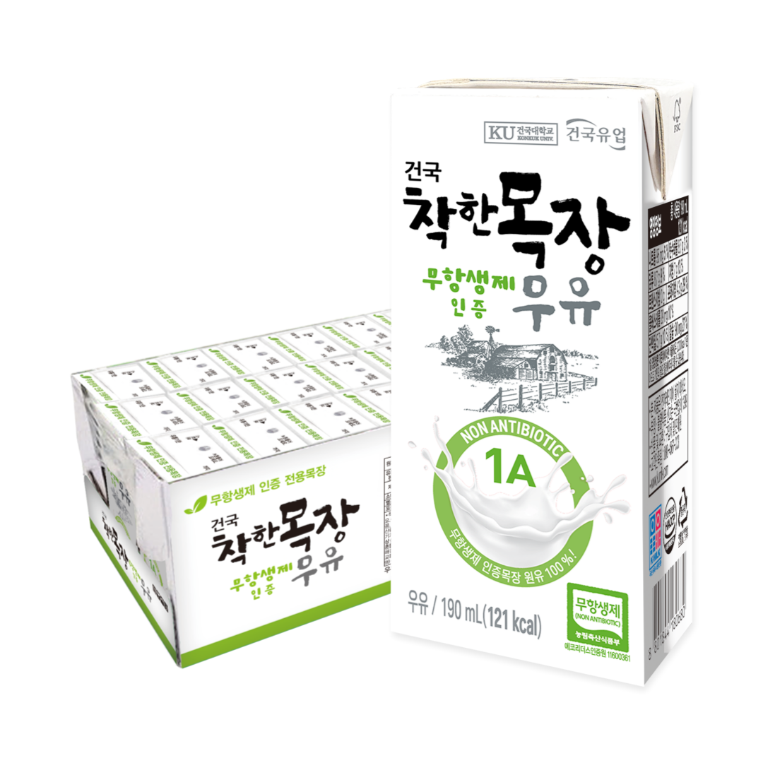 [건국유업] 착한목장 무항생제/락토프리/건국멸균우유 24팩