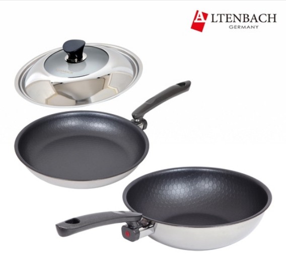 [알텐바흐] 울트라콤보 통5중 스텐팬 베스트3종세트(프라이팬28cm+궁중팬28cm+콤보카바28cm)