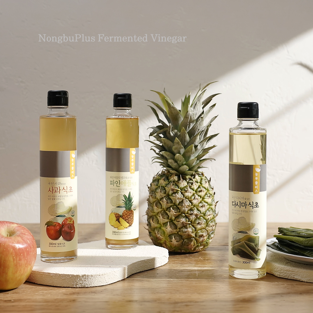 농부플러스 다시마식초 파인애플식초 사과식초 수제 자연발효식초 300ml
