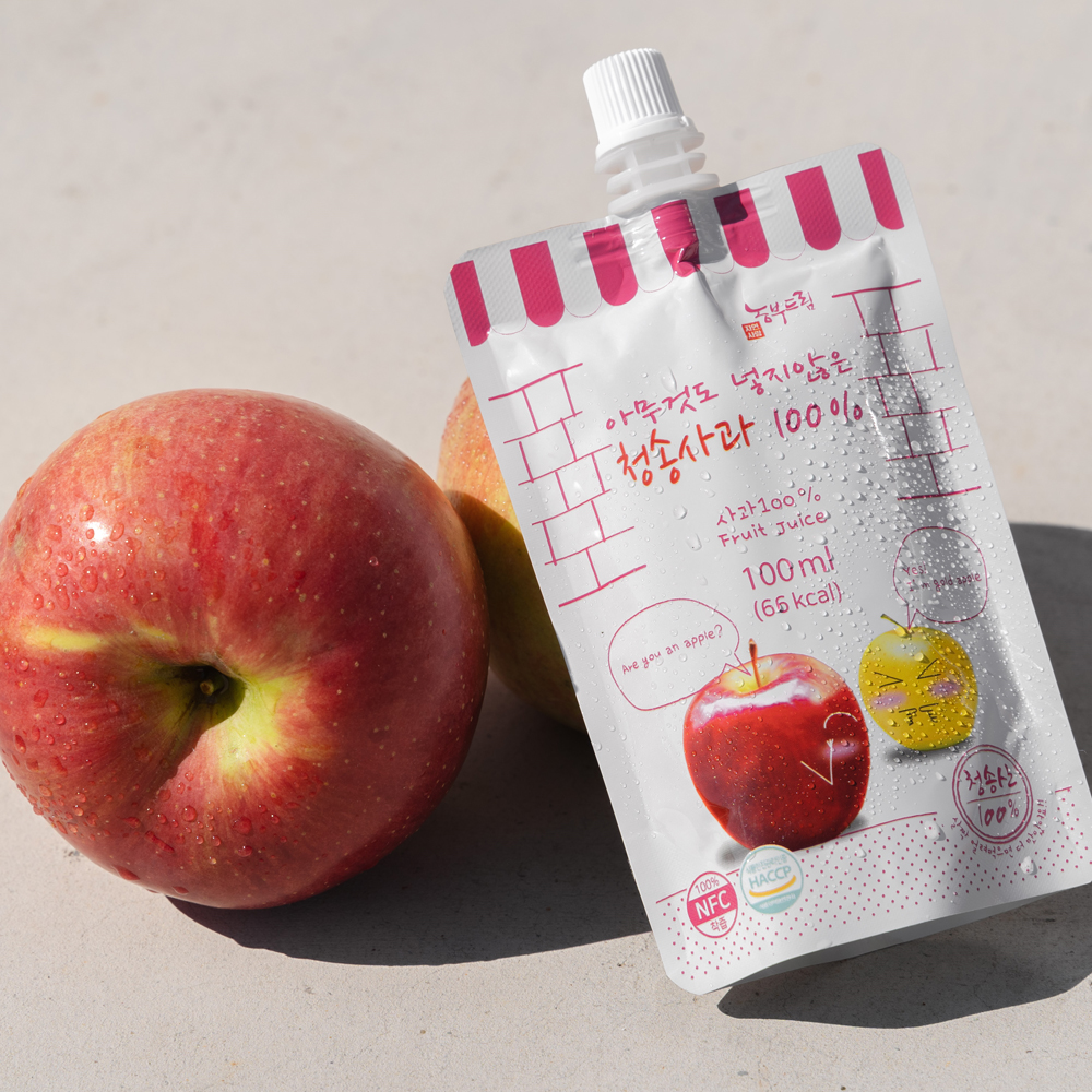 농부플러스 아무것도 넣지 않은 청송 사과즙 NFC 착즙 사과주스 100ml x 50개입