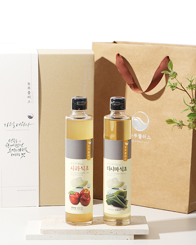 농부플러스 사과식초 다시마식초 파인애플식초  수제발효식초 300ml 2병 선물세트