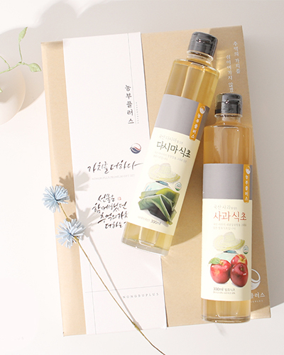 농부플러스 사과식초 다시마식초 파인애플식초  수제발효식초 300ml 2병 선물세트