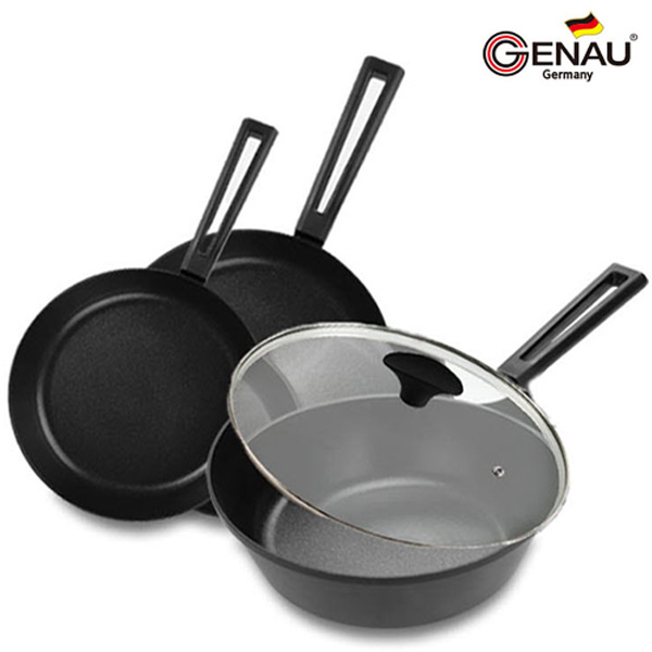 [제너] 펜슬러 인덕션 티타늄코팅 후라이팬/궁중팬 28cm3종세트 + 유리뚜껑 