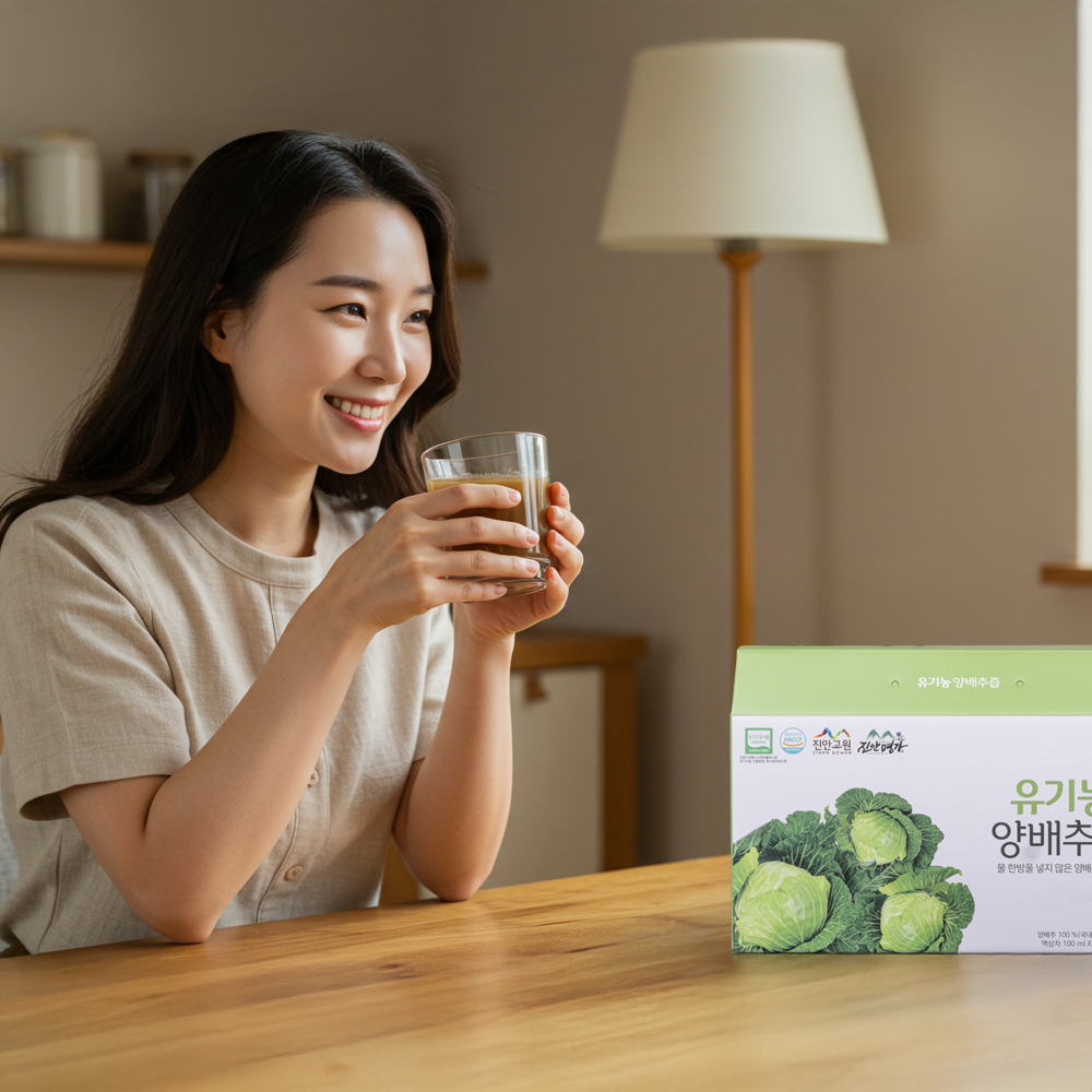 물과 첨가물을 넣지 않은 유기농 100% 양배추즙 100ml 30팩