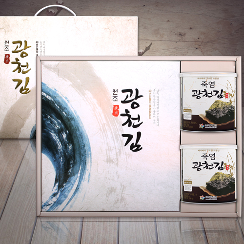 죽염 광천 캔 김 2P 전장_죽염캔김 30g*2개 + 광천김(전장) 25g*4봉 선물세트