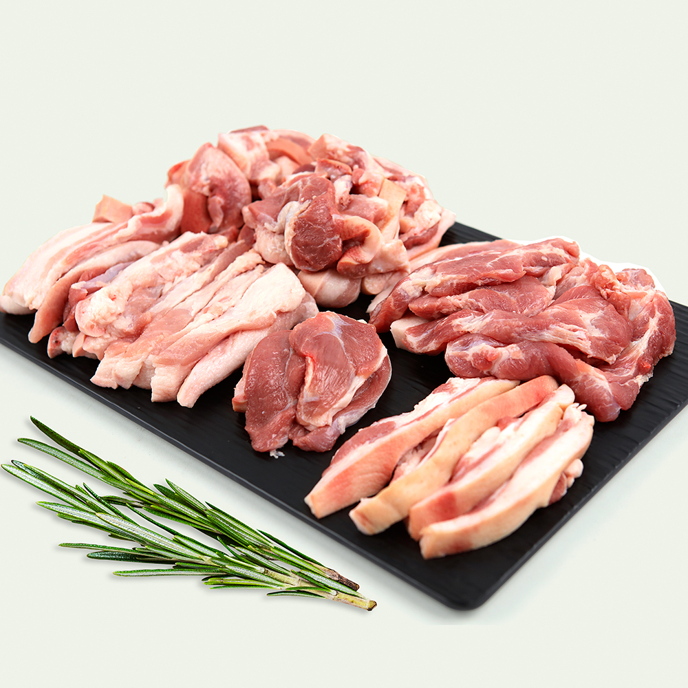 외할머니 한돈1+ 쑥돈 뒷고기한마리 모듬 1kg