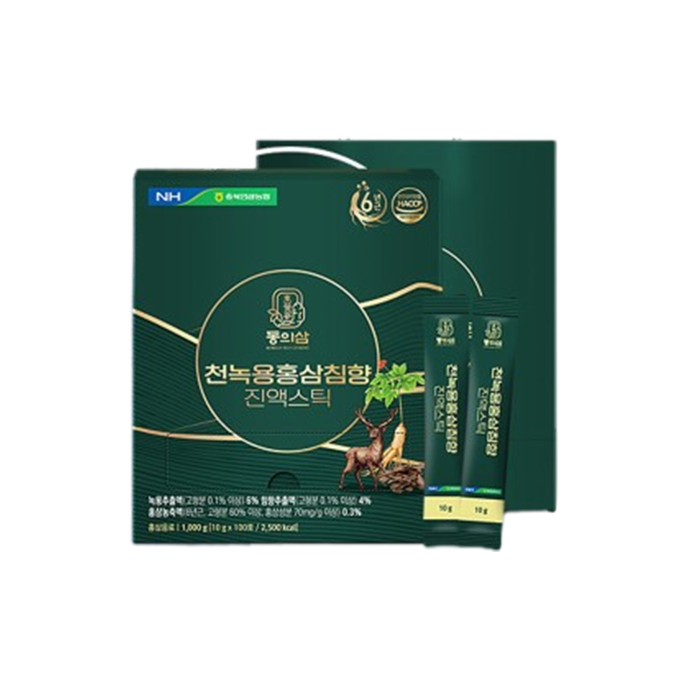 충북인삼농협 동의삼 천녹용홍삼침향 진액스틱 10g x 100포 선물세트