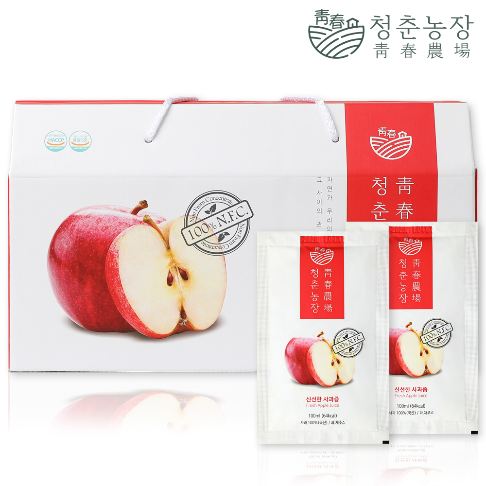 청춘농장 착즙 사과즙 1박스 30포