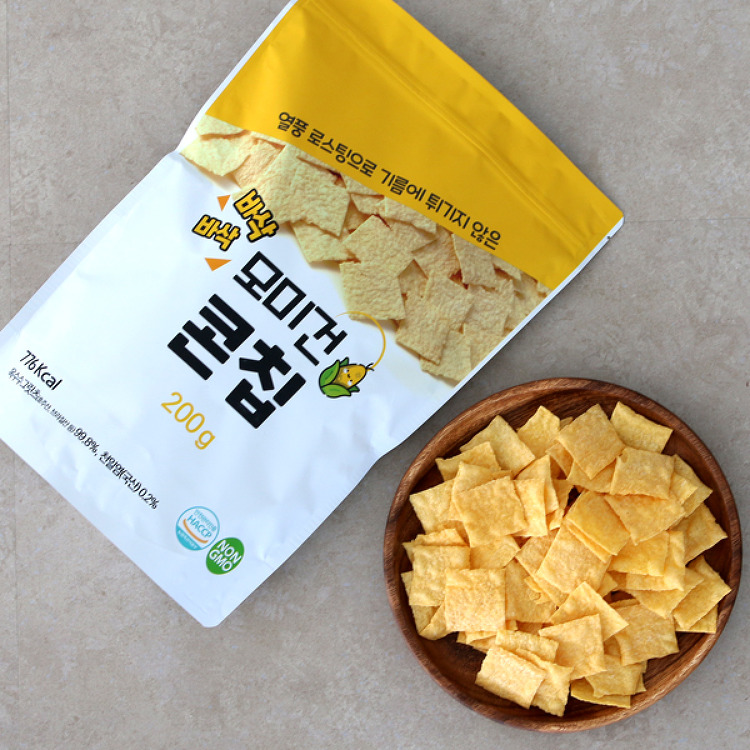 지브로와 모미건 기름 제로 비건 온가족 건강 과자 현미칩 / 콘칩 200g *2