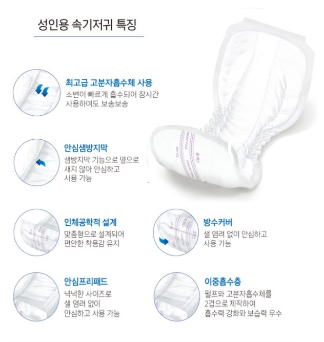 (성인용 기저귀) 따숨 성인용 일자형 골드 속기저귀/소변패드 (300매)