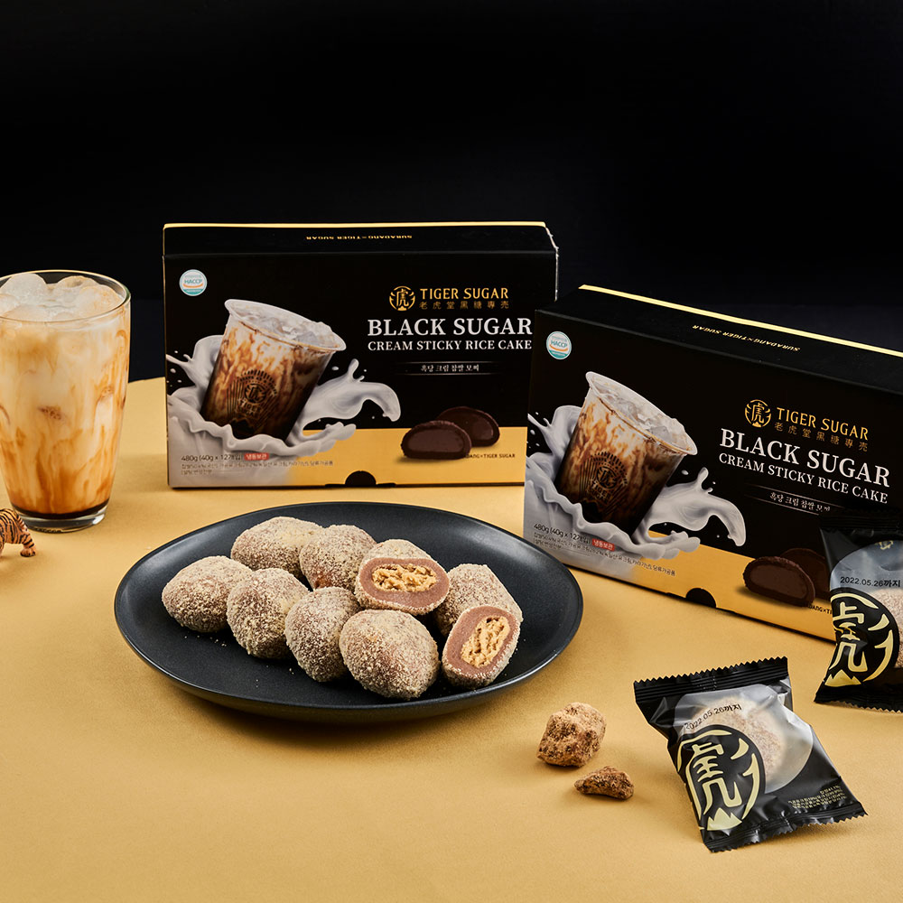 수라당 타이거슈가 흑당크림 찹쌀떡(40g x 12개입)