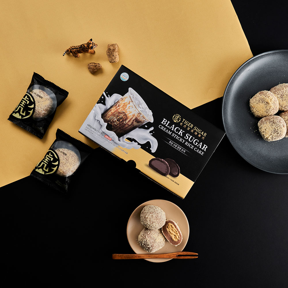 수라당 타이거슈가 흑당크림 찹쌀떡(40g x 12개입)