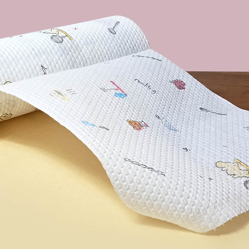 뜯어 쓰는 주방 위생 안심 롤 행주 50매 (무늬 랜덤 발송)