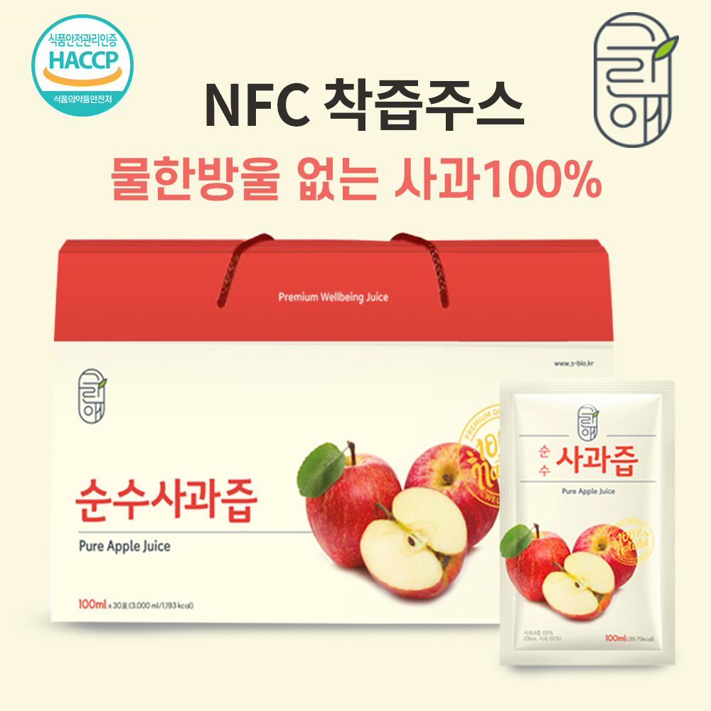 그린애 순수사과즙 100ml 30팩 (NFC착즙 100%)