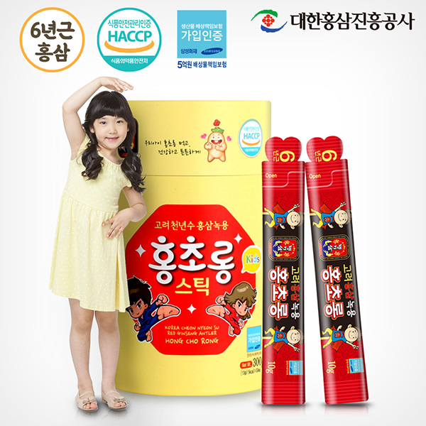 대한홍삼진흥공사 6년근 홍초롱 어린이 홍삼 녹용 스틱 30포 (맛있는어린이홍삼)