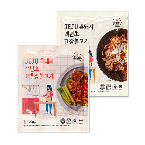 제주흑돼지 백년초 고추장 3팩+양념불고기 3팩 (200g/팩)