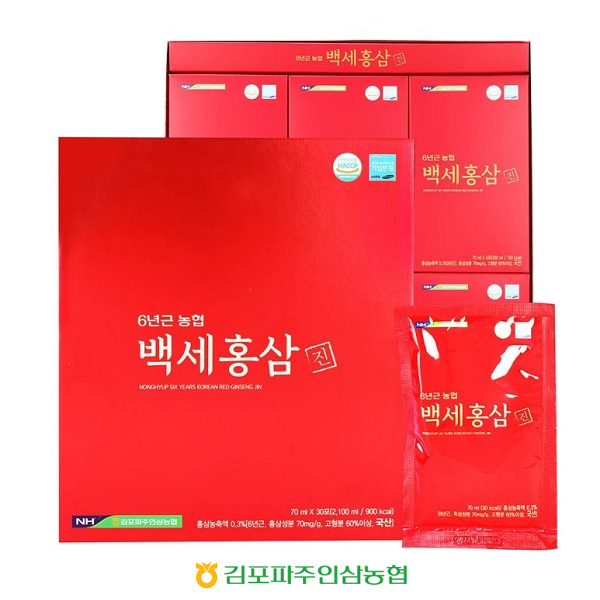 국산 전통원료를 사용한 농협 백세홍삼 진 70ml x 30포