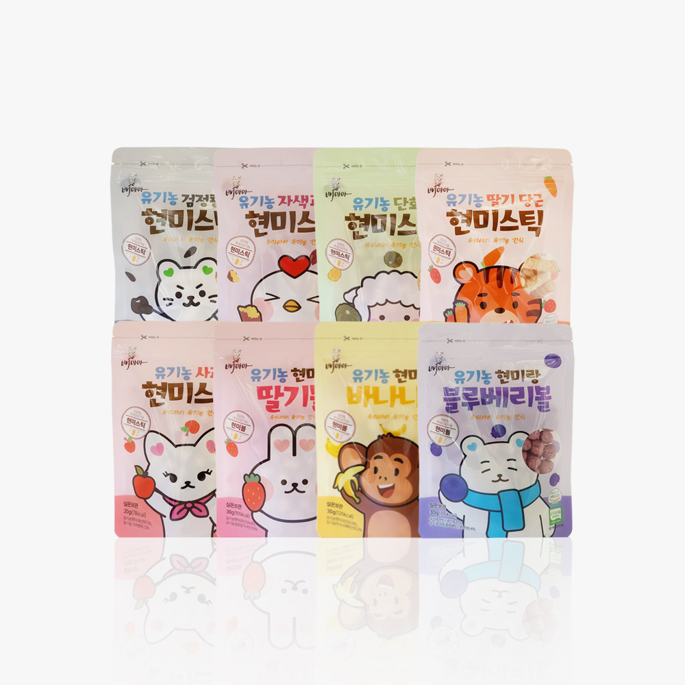 배마마 유기농 과자 떡뻥 현미 돌 간식 스틱 볼 8종 세트 대표이미지 섬네일