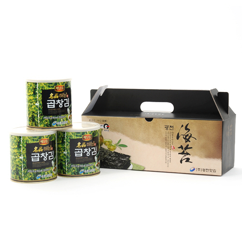 (당일출고 ) [ 10개 구매시+1개 증정 ] 명품해남 해달음 곱창캔김 선물세트 35g 3캔