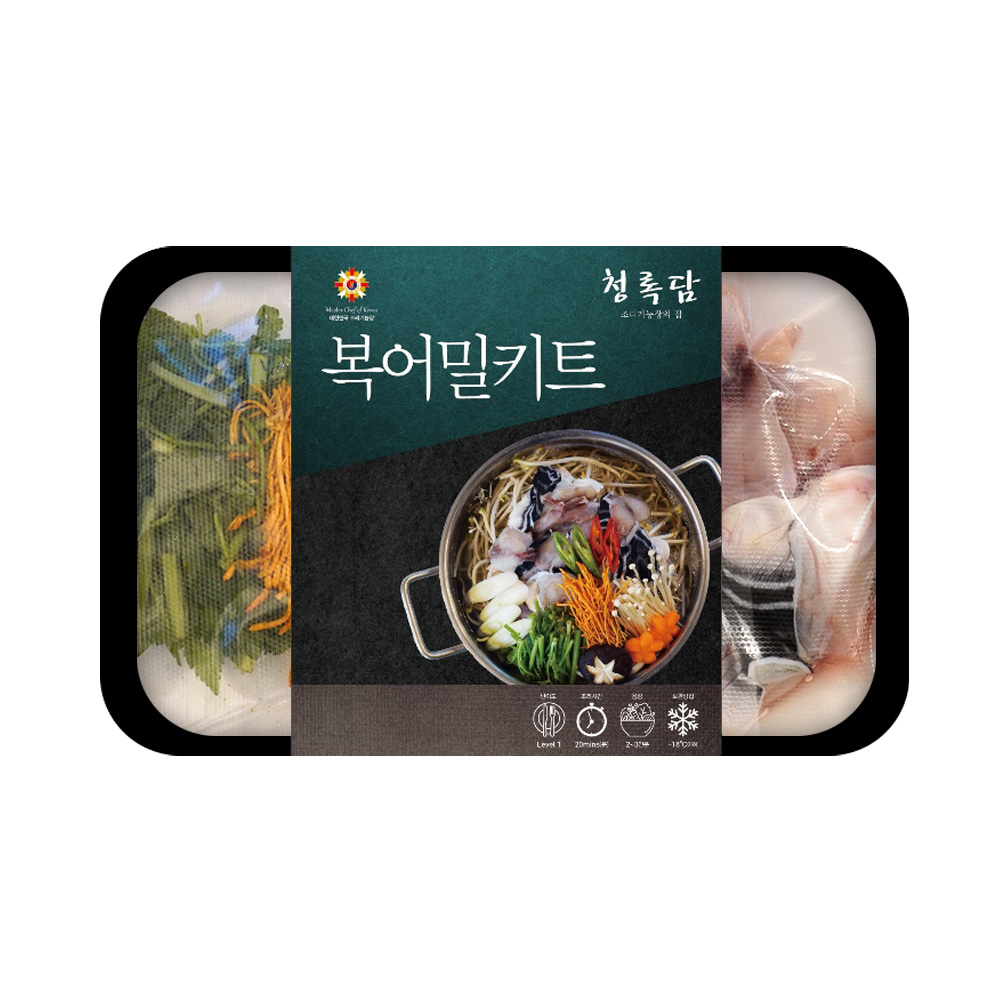 청록담복어밀키트/까치복350g, 육수1200g, 콩나물300g, 기타야채100g, 일회용 간장및와사비/2~3인분용