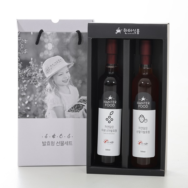 한터식품 산딸기청 아로니아청 선물세트 500ml 2종세트