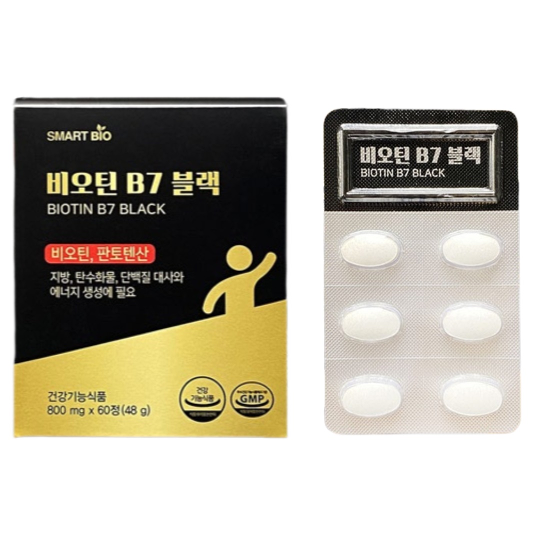 스마트바이오 비오틴 B7 블랙 탈모 샴푸 세트(샴푸 300ml/영양제 60정)