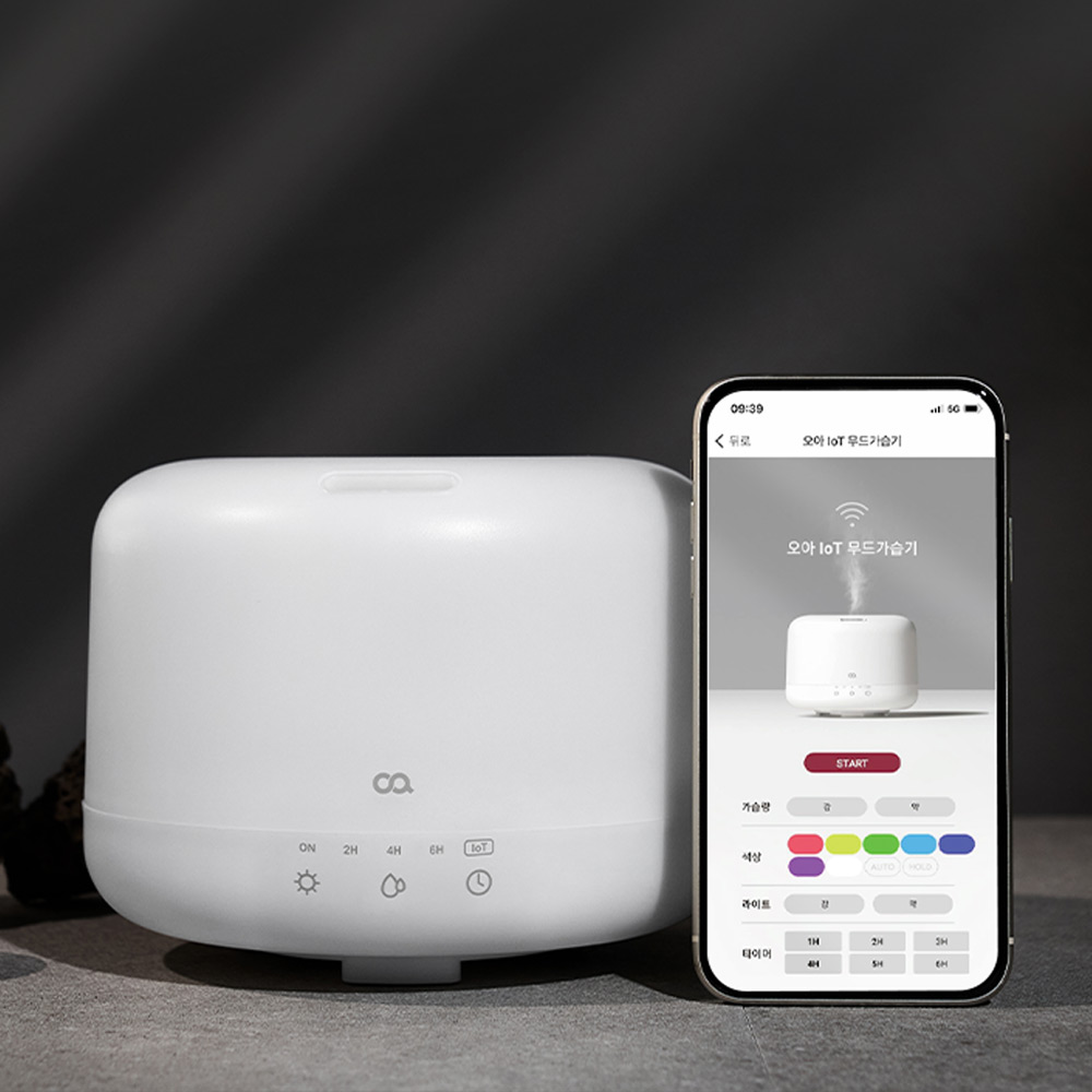 [오아] IOT 무드등 가습기 미니 간편세척 세척편한 초음파 가습기