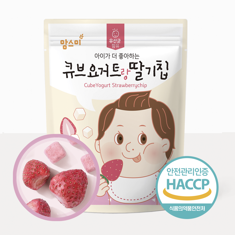 [맘스미] 아이간식 쟁여놓기 큐브요거트랑 과일칩 3종 12개 세트(배4+사과4+딸기4)