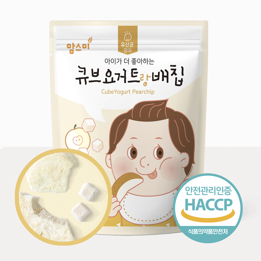 [맘스미] 아이간식 쟁여놓기 큐브요거트랑 과일칩 3종 12개 세트(배4+사과4+딸기4)