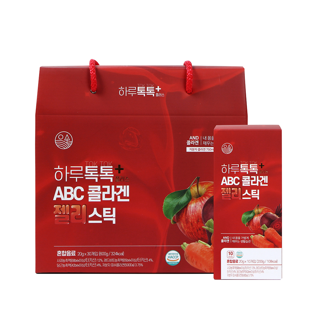 하루톡톡 알로에 호박팥 ABC 콜라겐 젤리스틱 30포 (20g X 10개 X 3박스)