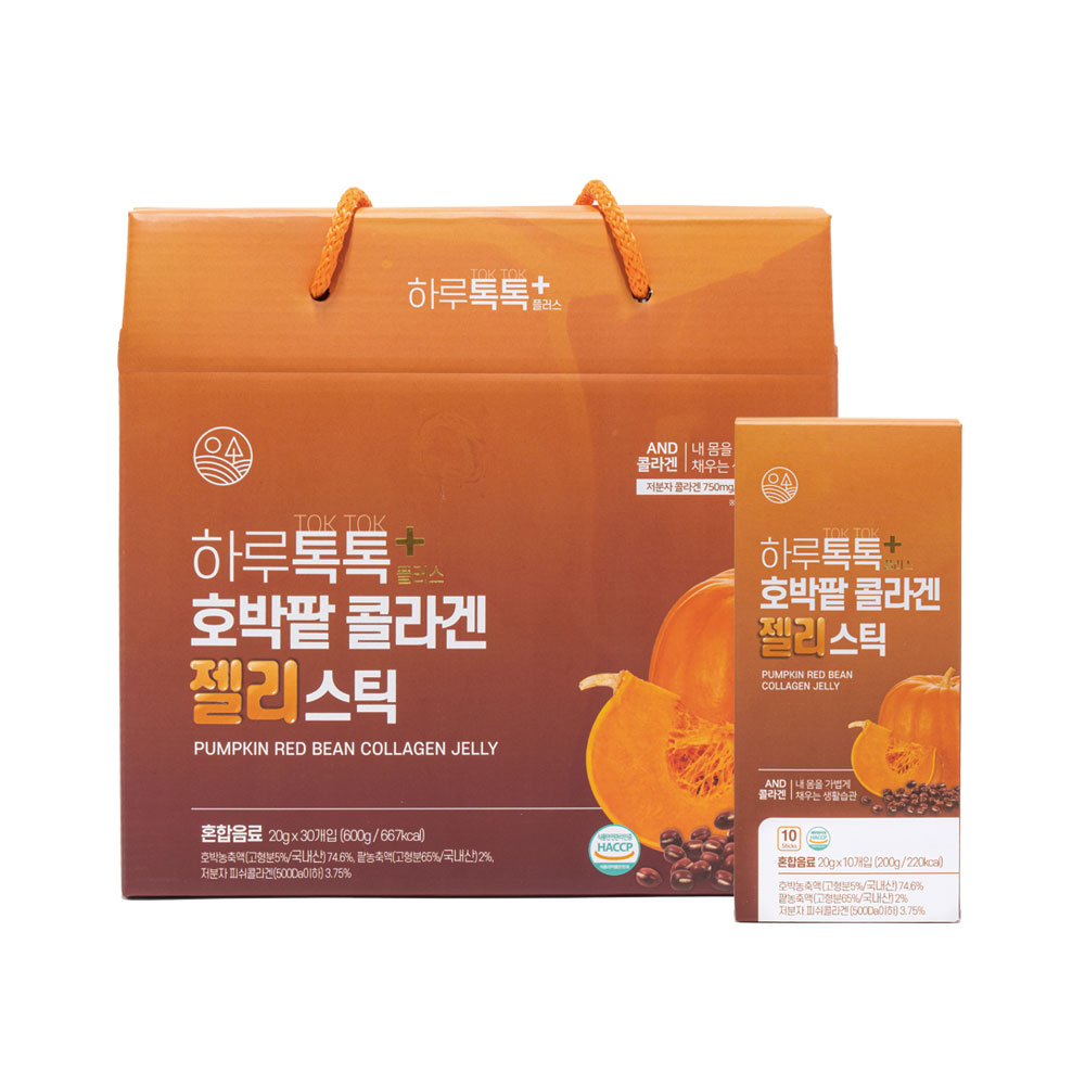 하루톡톡 알로에 호박팥 ABC 콜라겐 젤리스틱 30포 (20g X 10개 X 3박스)