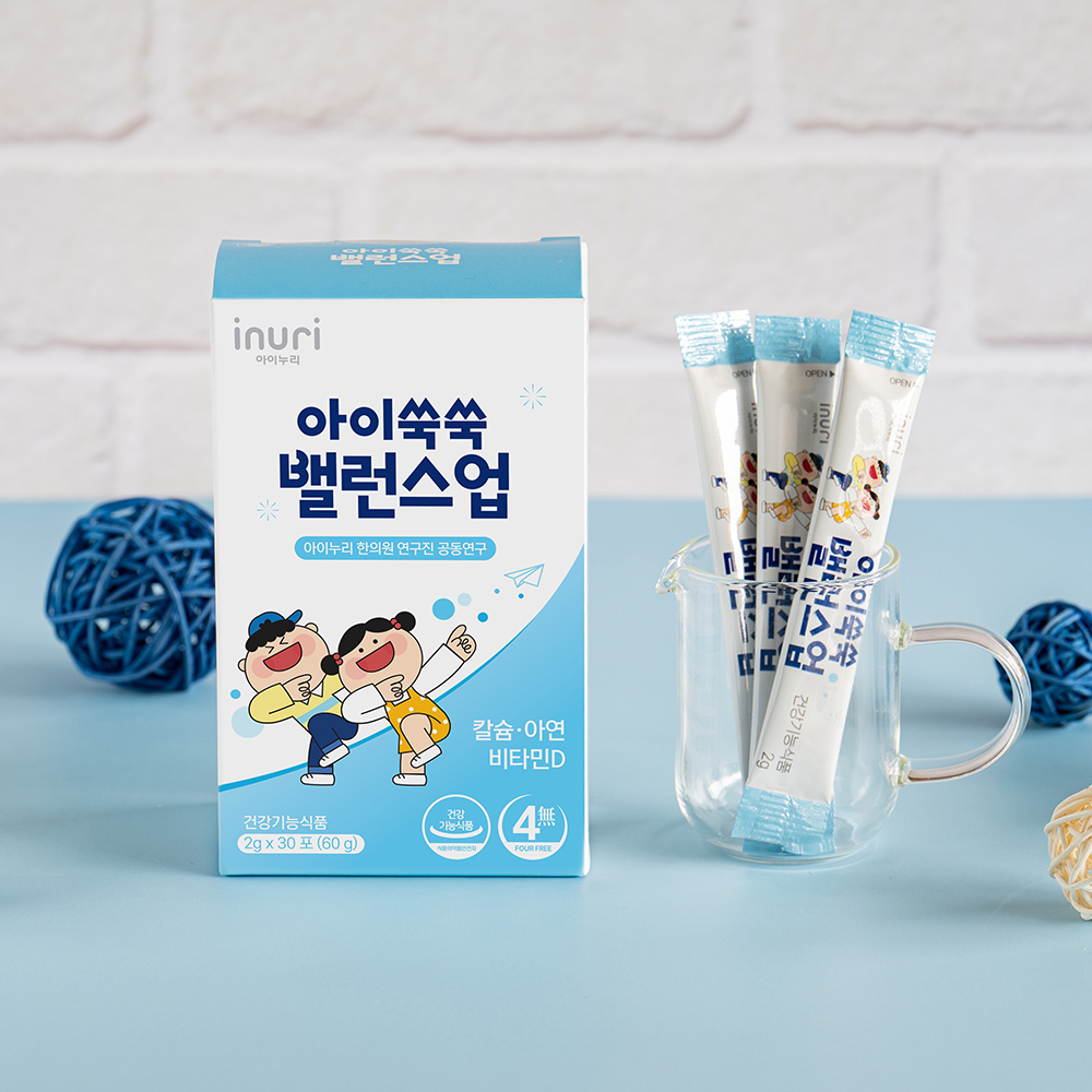 아이누리 아이쑥쑥 밸런스업 3중기능성 어린이 면역 칼슘 영양제 2gX30포 2박스 2개월분