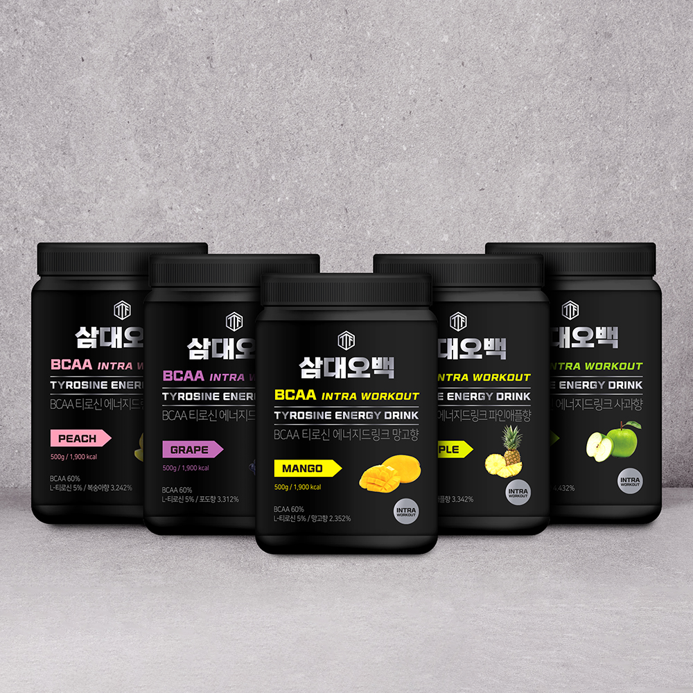 삼대오백 티로신 BCAA 글루타민 아르기닌 5가지맛 500g 1통(망고/복숭아/사과/파인애플/포도 택1)