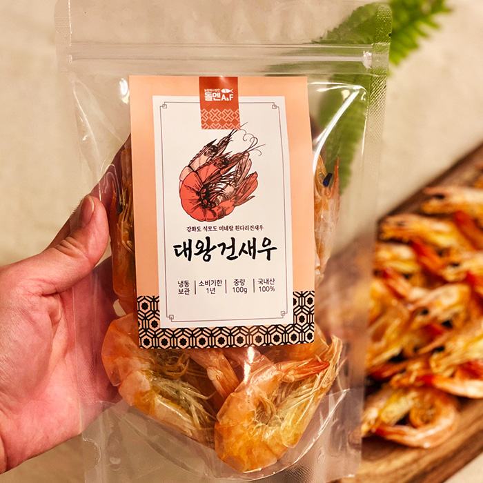 지브로와 대왕건새우 강화도 석모도 미네랄 흰다리 대하 반건새우 100g (13~15 미 )