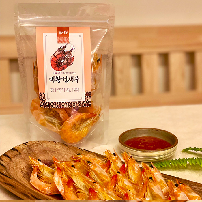 지브로와 대왕건새우 강화도 석모도 미네랄 흰다리 대하 반건새우 100g (13~15 미 )