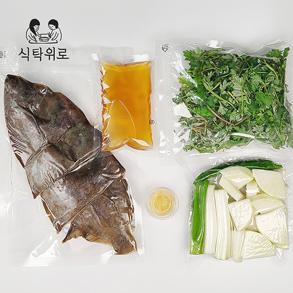 지브로와 도다리쑥국 밀키트 670g. 봄제철 통영 자연산  캠핑 가정용 간단 조리