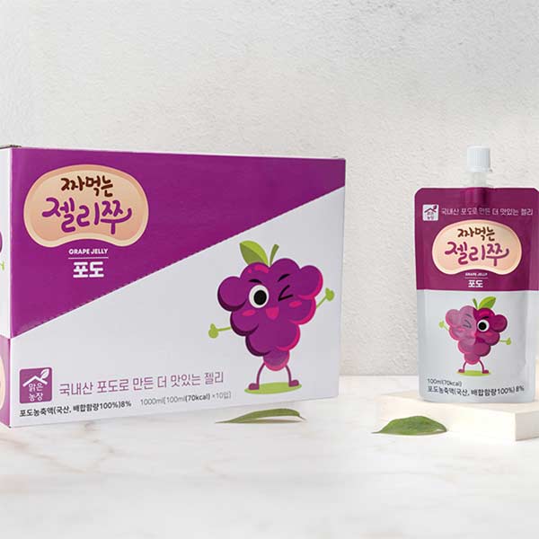 [맑은농장] 국내산과일 과즙 곤약젤리 워터젤리 어린이젤리 짜먹는 젤리쭈 포도/사과 선택 