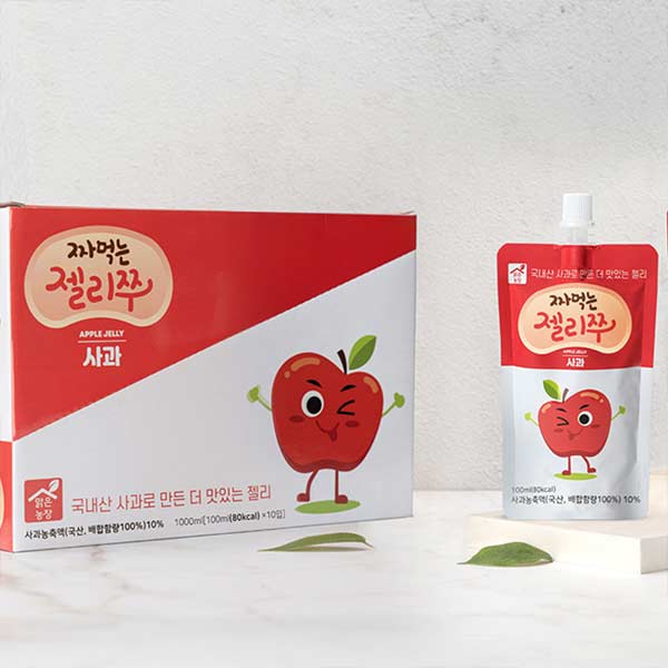 [맑은농장] 국내산과일 과즙 곤약젤리 워터젤리 어린이젤리 짜먹는 젤리쭈 포도/사과 선택 