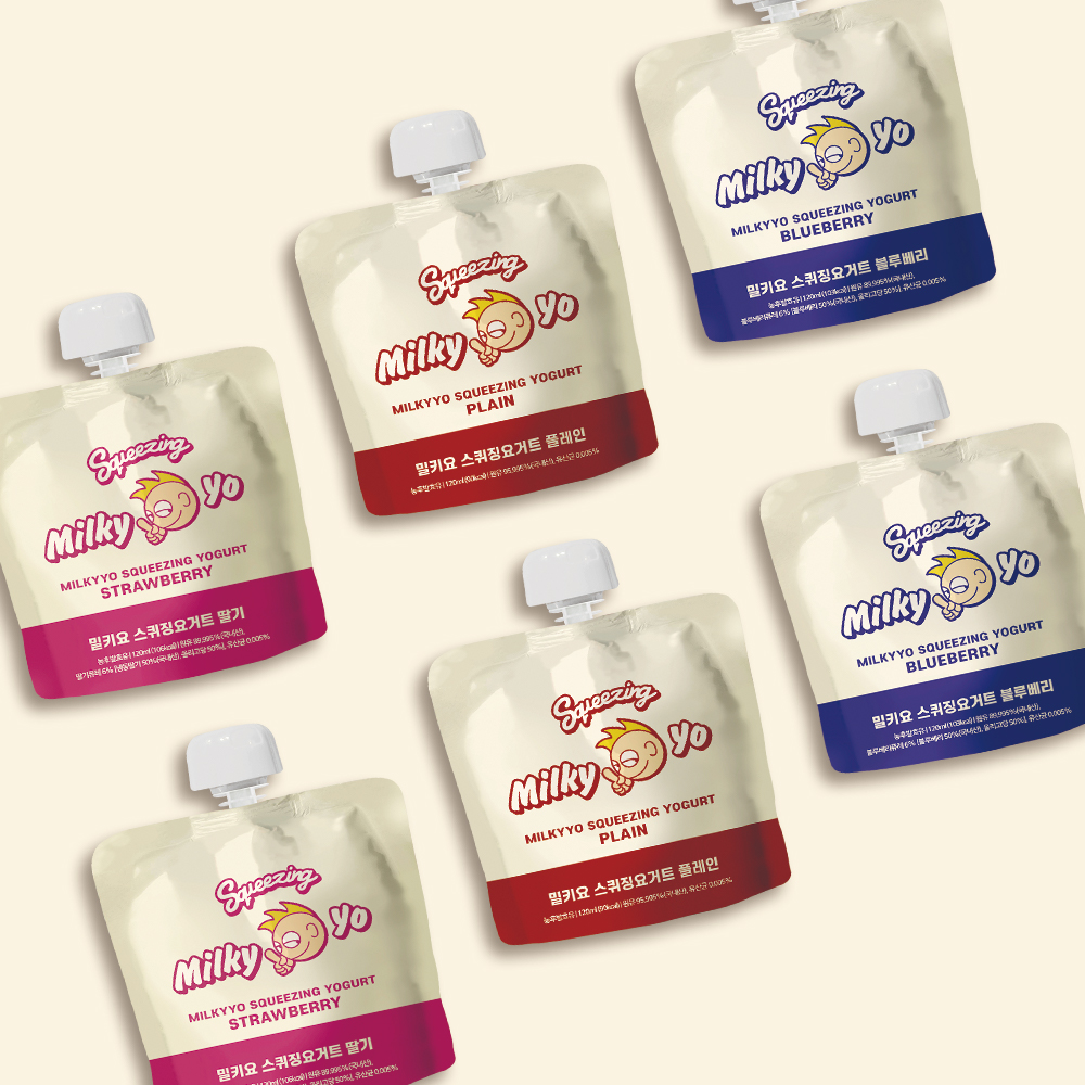 밀키요 스퀴징 요거트 120ml 3개입(플레인,딸기,블루베리) 대표이미지 섬네일