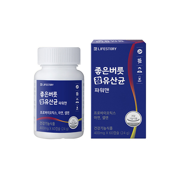 좋은버릇 참유산균 아연 남성 성인 파워맨 유산균 400mg x 60캡슐