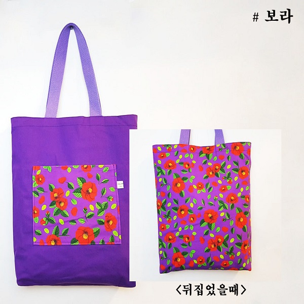 동백무늬 양면 기본 에코백_보라